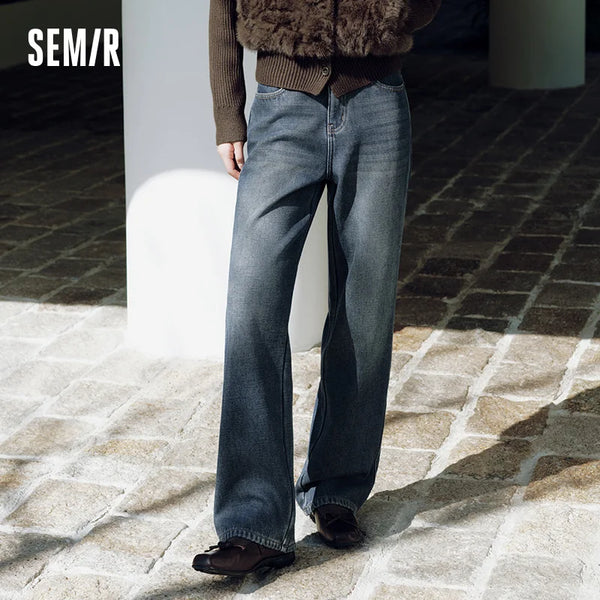 ខោខូវប៊យ Semir សម្រាប់នារី ធ្វើពីក្រណាត់រោមចៀម រចនាបថបែប Vintage ជើងធំ 2026 សម្លៀកបំពាក់ប្រចាំថ្ងៃរដូវរងាថ្មី រចនាបថធម្មតាបែបទីក្រុង
