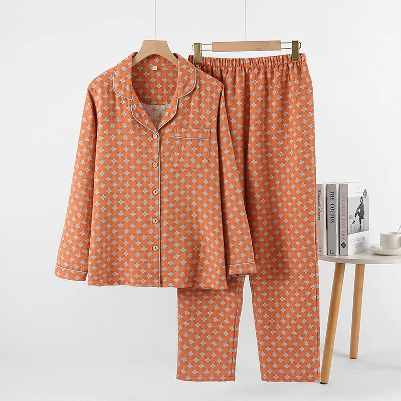Pijama Mujer Invierno 100% Cotton High Quality Printed Sleepwear Women Spring Autumn Home Suit Femme Nightwear Pajamas Set