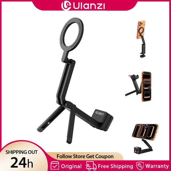 ជើងទម្រទូរស័ព្ទ Ulanzi MA90 ទាំងអស់នៅក្នុងមួយ ជើងទម្រទូរស័ព្ទម៉ាញេទិកពីរ ដែលអាចបត់បាន សម្រាប់ Iphone 17 16 15 Samsung Xiaomi 180° អាចលៃតម្រូវបានសម្រាប់ Vlog Liv