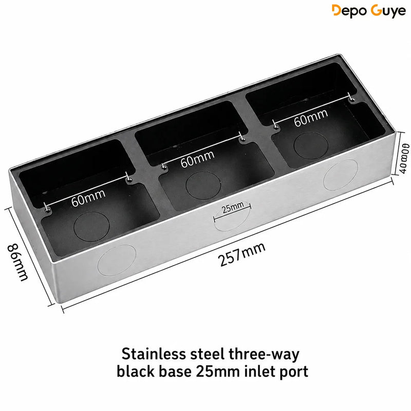 86 Type Stainless Steel Surface Mount Box Metal Wall Switch Socket Junction Back Box Universal Electrical Wiring Box20/25mm Hole