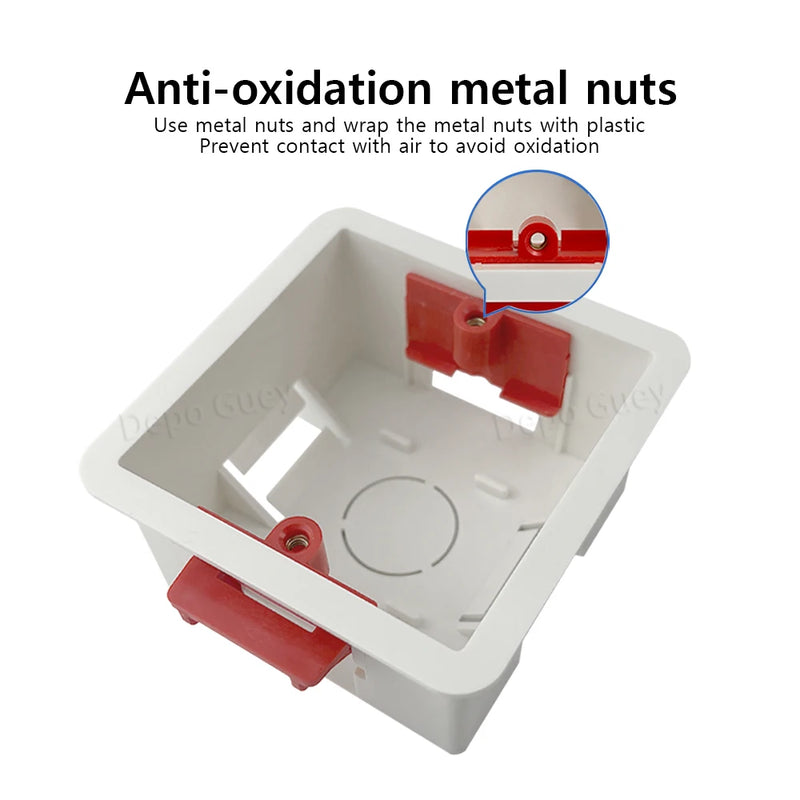 86 Type Switch Mounting Box Cassette Flame Retardant Plastic PVC Junction Back Box Universal White Electrical Concealed Box
