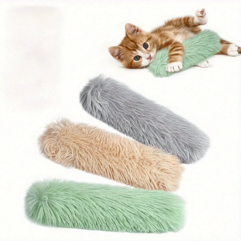 Soft & Durable Cat Grass Toys for Indoor Cats - Interactive Kick Toys with Striped Design,Plush Fur Teeth Cleaning & Oral Health