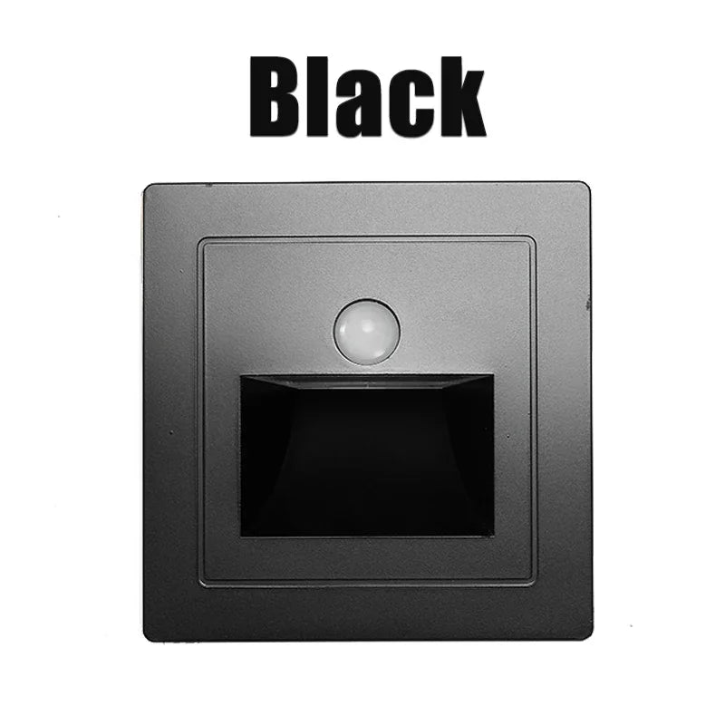 Infrared Human Sensor Stair Lights PIR Motion Sensor LED Night Light Recessed Wall Lamps Steps Hallway Staircase Bedroom