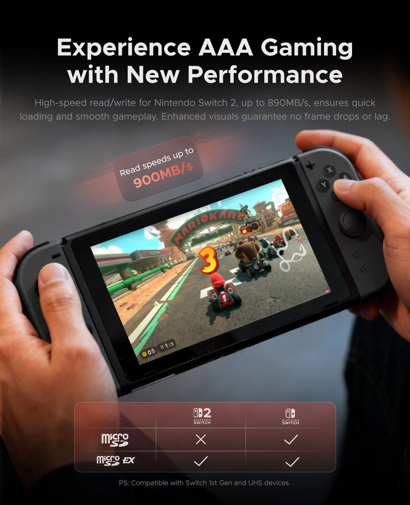 ORICO MicroSD Express Card UHS-I, C10, U3, V30, Full HD, 4K, Up to 890 Memory Card for Nintendo-Switch 2 Steam Deck Gaming
