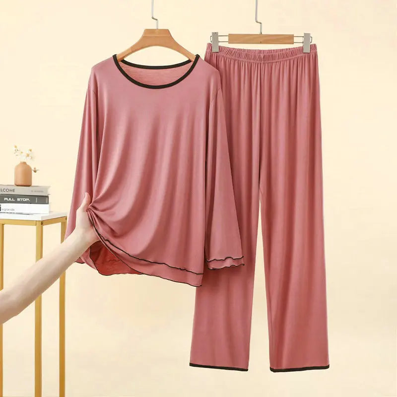 Modal Two-piece Women's Pajamas for Lady Pijama New Spring Autumn Long Sleeve Home Wear Nightwear Woman Sleepwear Pyjama Set