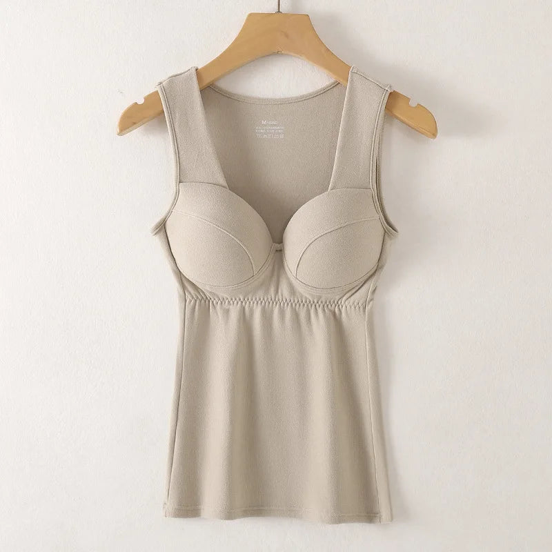 Thermal Vest German Velvet Chest Pad Underwear Bottoming Shirt Women Autumn Winter Sleepwear Top One Piece Pajamas Lingerie