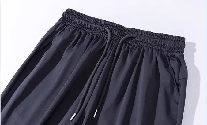 2026 Highly Elastic Men's Summer Ice Silk Pants, Thin Unisex Quick-dry Sports Trousers, Blue and Black Casual Pant.