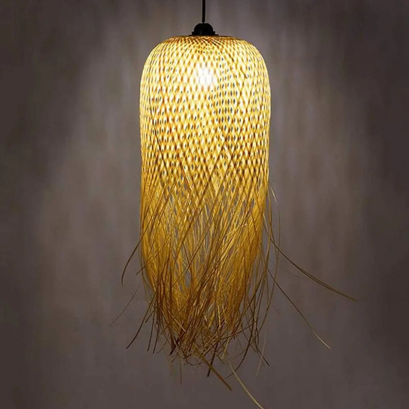 Southeast Asian Individuality Hand Woven Bamboo Chandelier Chinese Lamps Tea Room Restaurant Hotel Artistic Modeling Lampshade