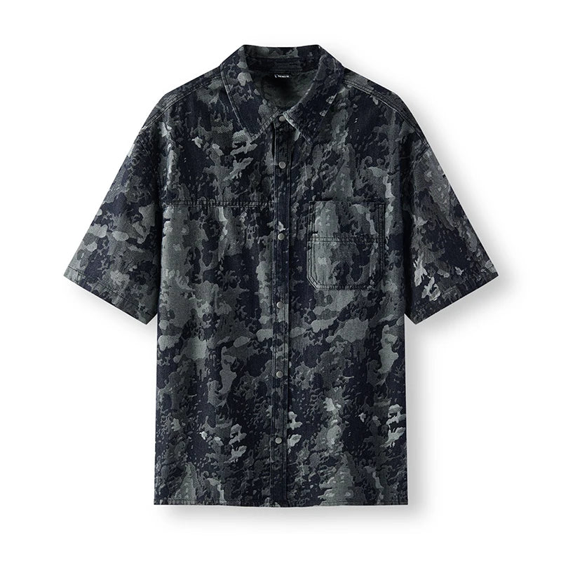 Semir Mens Shirt 2026 Camouflage Denim Pure Cotton Short Sleeve Fashion Casual Soft Daily Wear