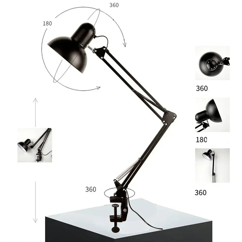 ចង្កៀងតុ LED ដែលអាចបត់បែនបាន ការិយាល័យនៅផ្ទះ ចង្កៀងតុទំនើប ចង្កៀងដែកស្ថាបត្យករ ចង្កៀងអានបត់បាន