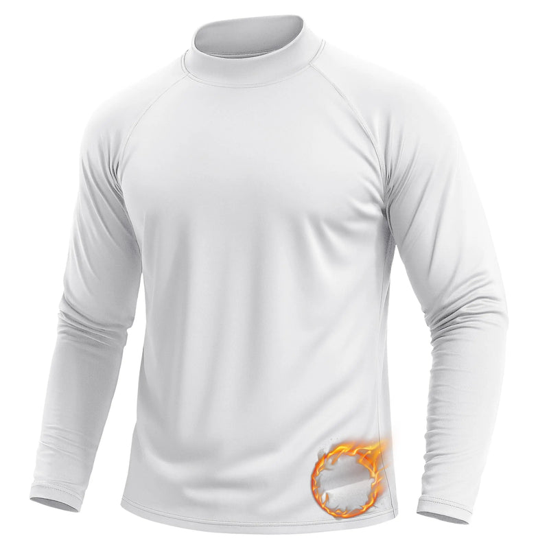 TACVASEN Men's Autumn And Winter Mock Neck Thermal T-shirts Fleece Lined Long Sleeves Stretchy Athletic Workout Base Layer Tops