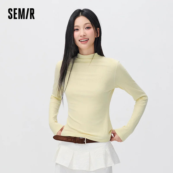 អាវយឺតប៉ាក់ Semir សម្រាប់នារី ក្តៅឧណ្ហៗ ក ស្មាធម្មតា ស្លីមសម សម្រាប់ពាក់ប្រចាំថ្ងៃ រដូវរងាថ្មី ឆ្នាំ២០២៦