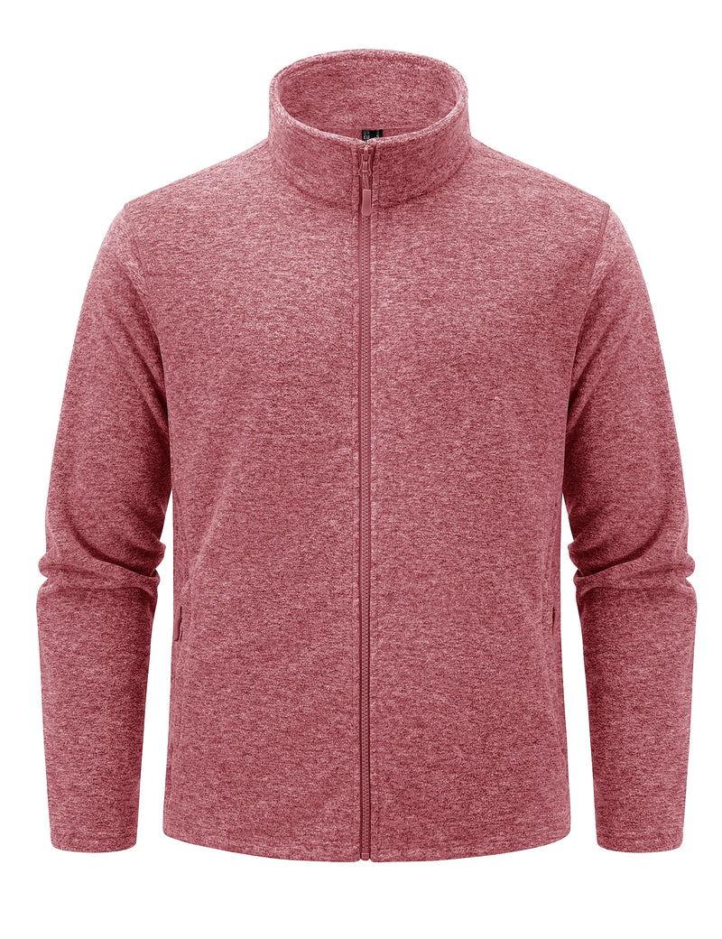 TACVASEN Lightweight Fleece Stand Collar Jackets Mens Spring Casual Full Zip Jacket Outdoor Sportswear With Pockets Outwear Tops