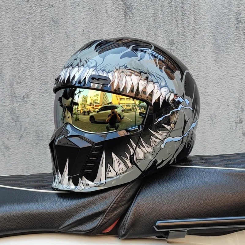 ORZ Motorcycle Helmets Full Face Open face Helmet 3/4 for Men Dual Visor with Internal Tinted Sunshield DOT Approved