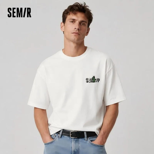អាវយឺតបុរស Semir ឆ្នាំ ២០២៦ បោះពុម្ពលើគំនូរលើជញ្ជាំងអាមេរិក កអាវរលុង ប៉ាក់បែបទាន់សម័យ សាមញ្ញៗ