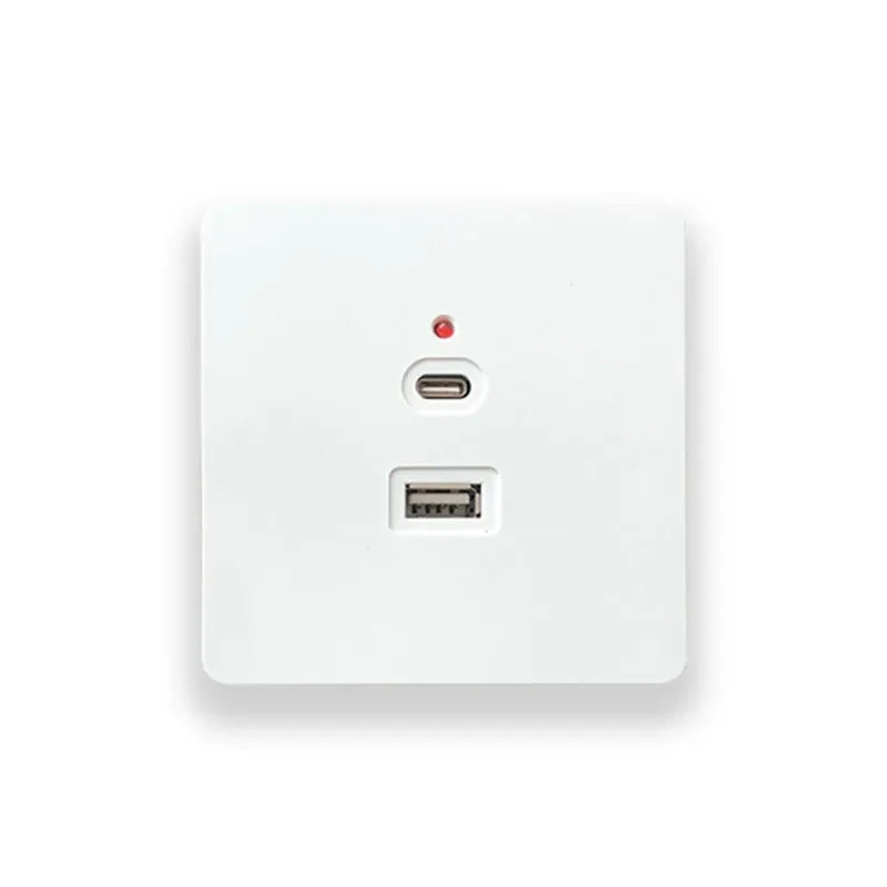 Black Universal Wall USB C Socket, 10W Type-c 2port USB Plug Adapter Outlet, Wall-mounted Eu 220V Electrical Power Socket