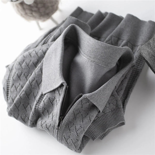 Men's Quarter Zip Polo Shirt Short Sleeve Knitted Ice Silk T-Shirt Slim Fit Casual Business Gentleman Top with Hollow Design