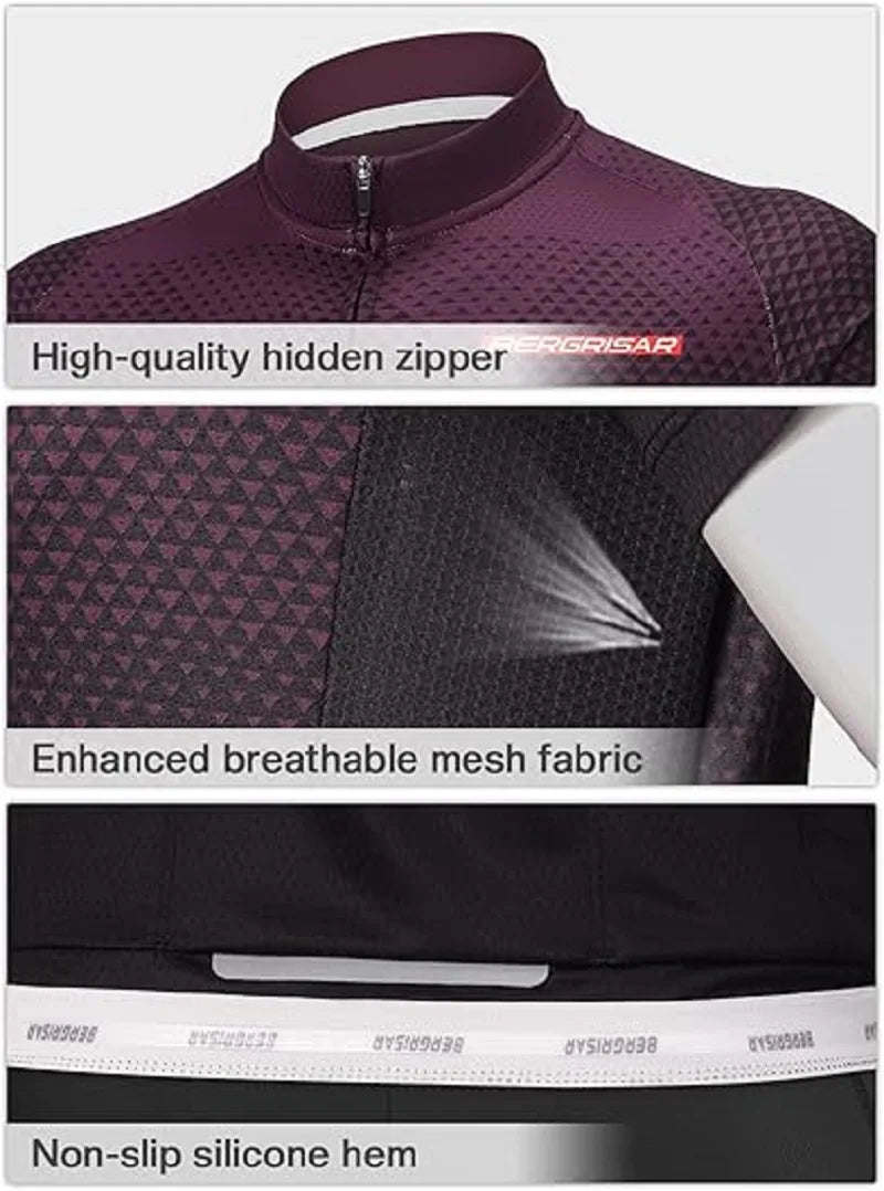 MIEYCO Men's Short Sleeve Triathlon Suit Quick Dry Breathable Padded Skinsuit Cycling Running Racing One Piece Sportswear