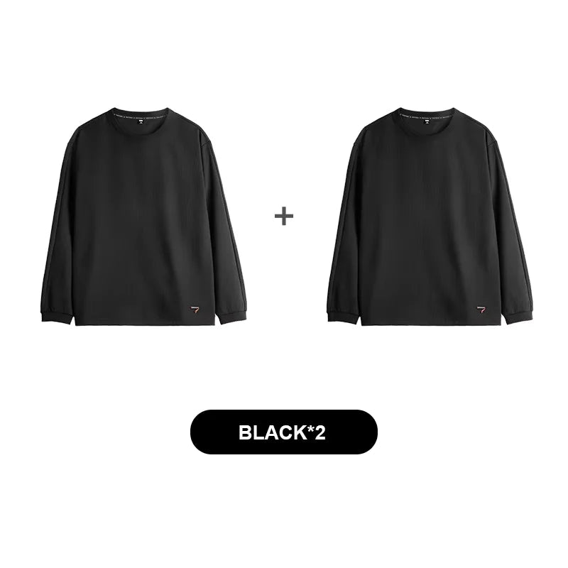 Maden Men‘s Basic Solid Color Long Sleeve T-shirt Crew Neck Sweatshirt Knit Casual Pullover for Spring and Autumn Layering Top