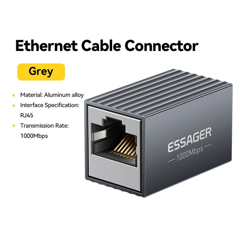 ឧបករណ៍ភ្ជាប់ Essager RJ45 10Gbps Network Extender Extender សម្រាប់ខ្សែ Cat8/7/6/5e Gigabit Ethernet Adapter ស្រីទៅស្រី Coupler