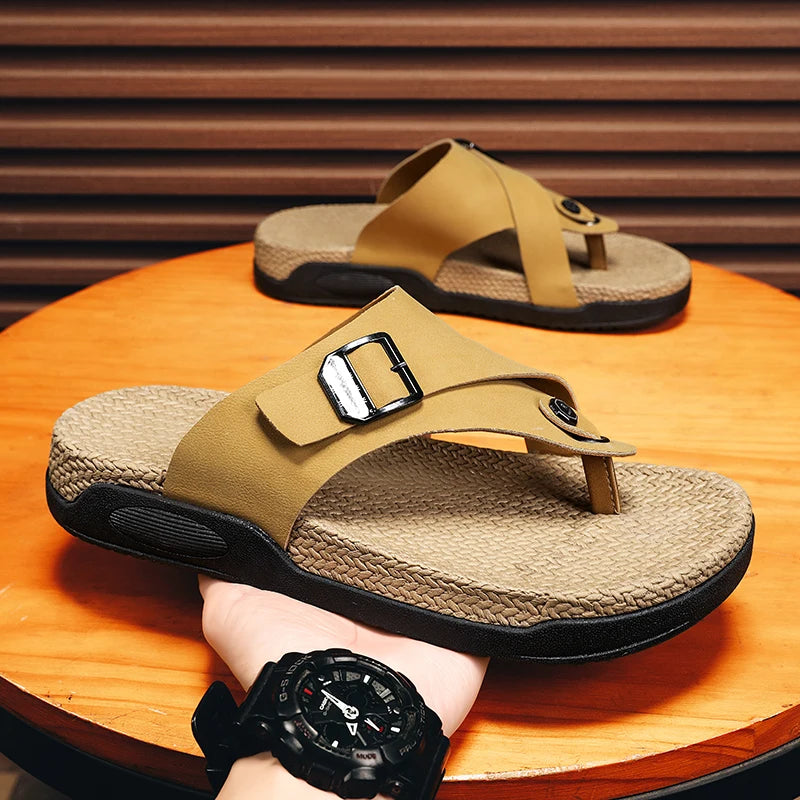 Men's Fashion One strap flip-flops slippers summer soft sole Non slip Quick Dry light casual Slide outdoor Beach Trendy slippers