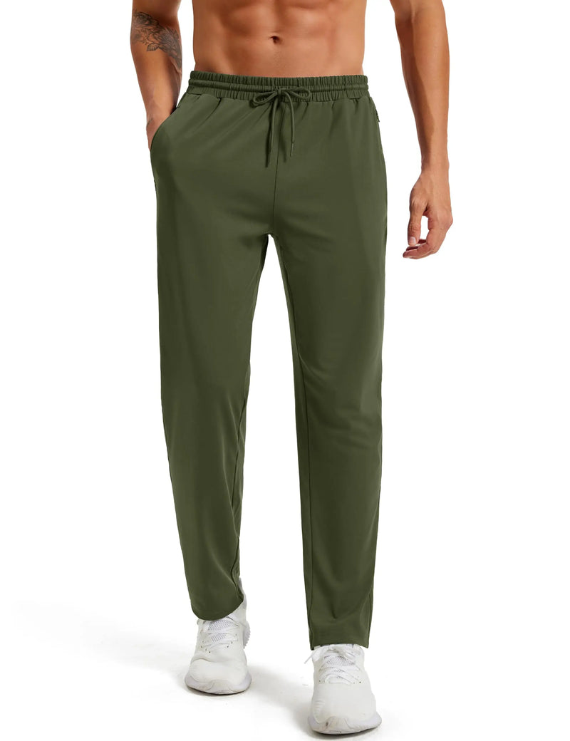 TACVASEN Men's Lightweight Joggers Stretch Tapered Sweatpants Zipper Pockets Sport Bottoms Workout Gym Running Athletic Pants