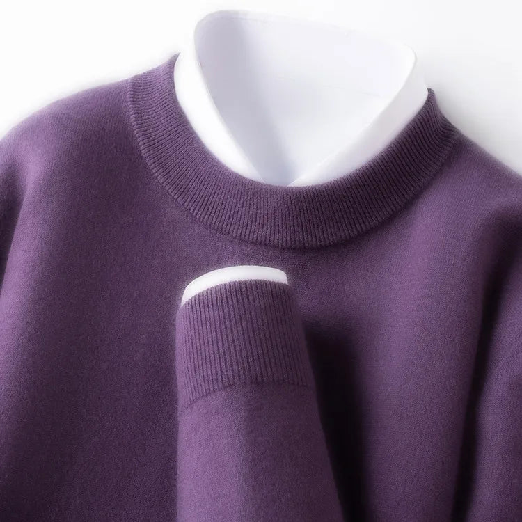 350g 100% Merino Wool Sweater, Anti-Pilling, 9 Colors Men's Round Neck Pullover Sweater - Versatile Base Layer or Outerwear