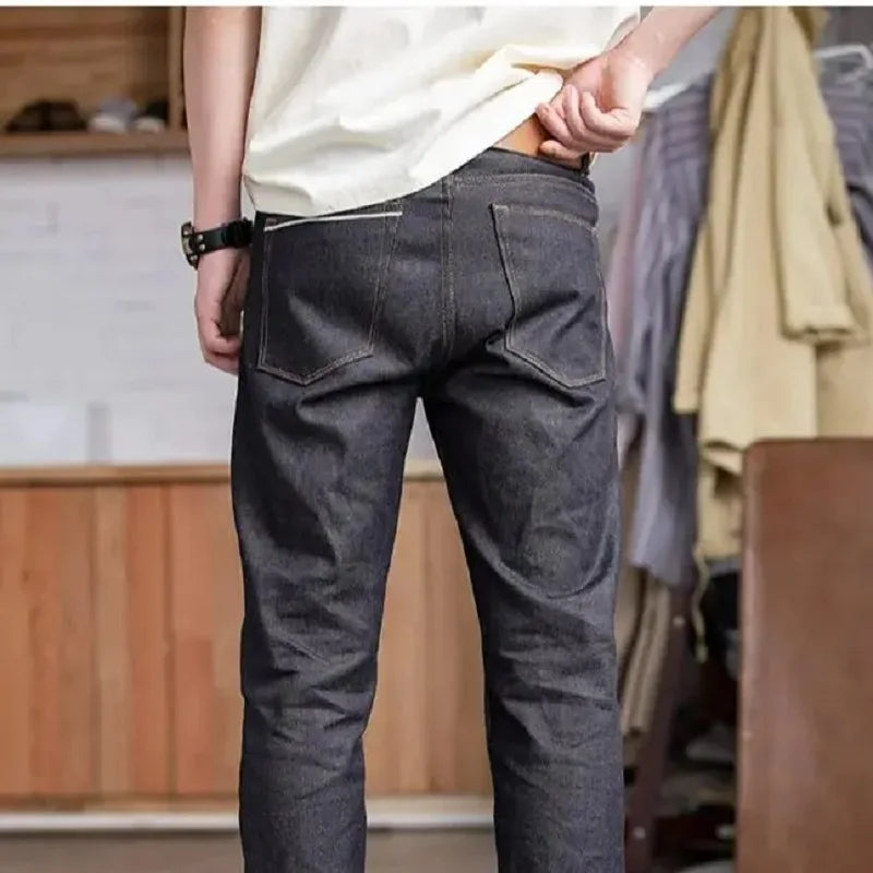 Maden Retro 11.6oz Selvedge Raw Denim Jeans Tapered Regular Fit Cotton Jeans with Zipper Fly High Quality Versatile Men's Pants