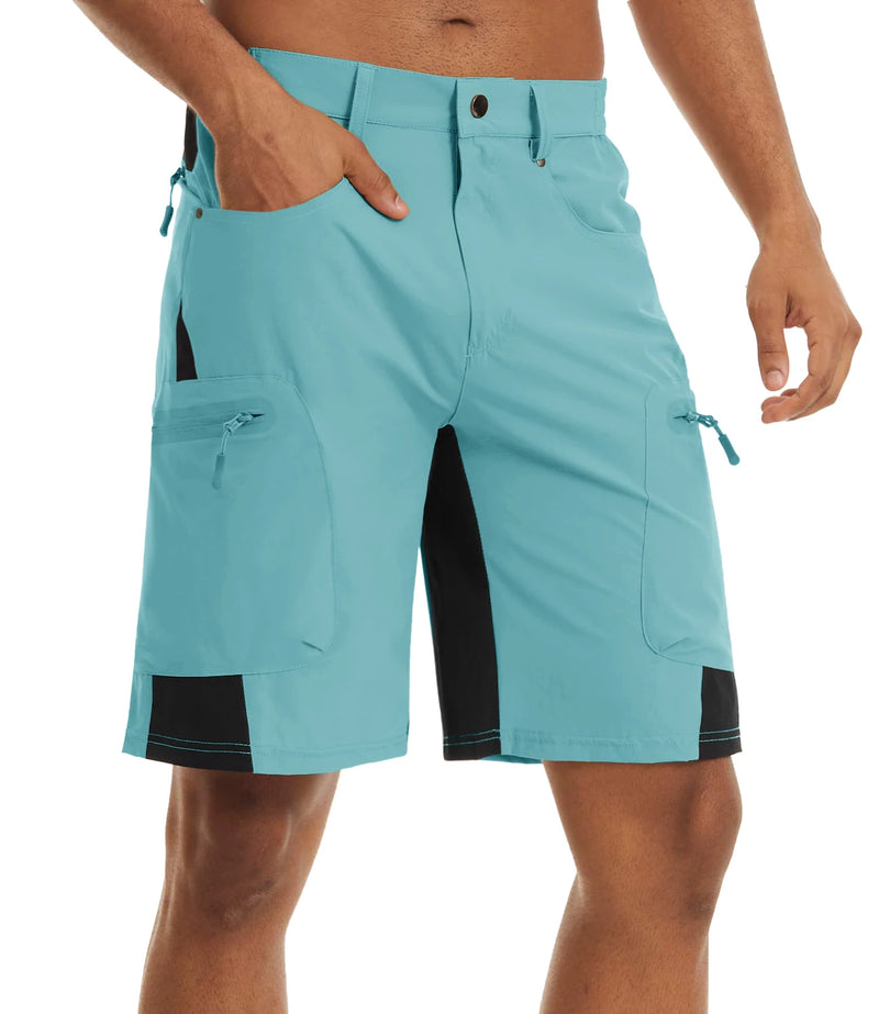 TACVASEN Men Summer Outdoor Shorts Quick Dry Knee Length Hiking Fishing Running Shorts Lightweight Multi-Pockets Workout Shorts