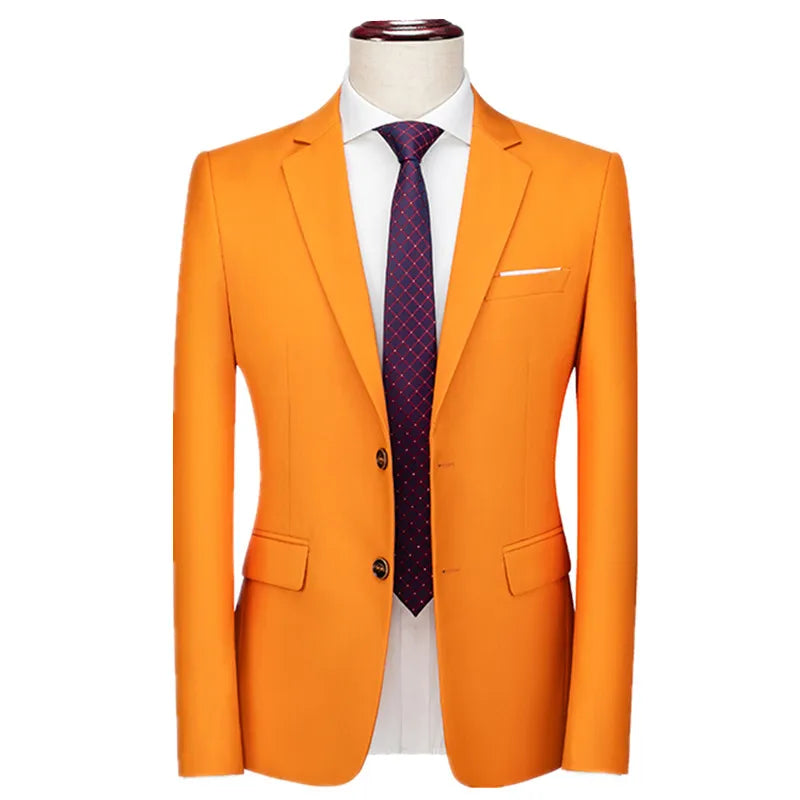 Men's Rose Red Suit Jacket, Wedding/Office Slim-fit Formal Coat, Asian Size M-6XL,Available in Blue, Gray, Black, Purple, Green