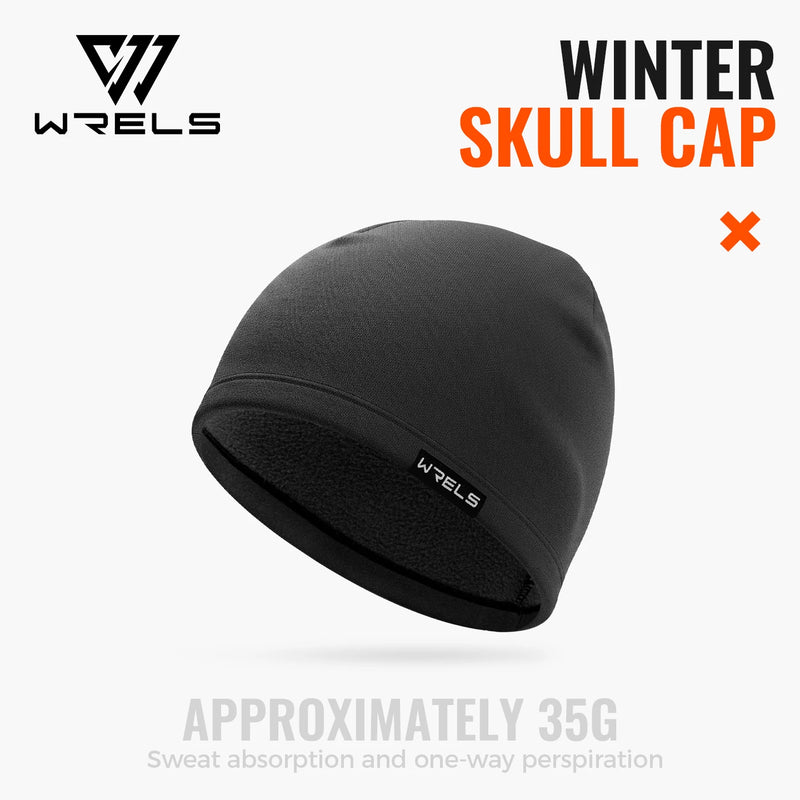 WRELS Skiing Cap Warm Anti Cold Skull Cap Sweat Wicking Fleece Windproof Helmet Liner Ear Flap Running Men Women Winter Beanie