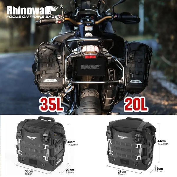 កាបូបចំហៀងម៉ូតូ RhInowalk 20L/35L ប្រឆាំងនឹងការរង្គើ ការពារទឹកជ្រាប បញ្ចេញរហ័ស វ៉ាលីសម្រាប់ការធ្វើដំណើរ ប្រឆាំងនឹងចោរកម្ម