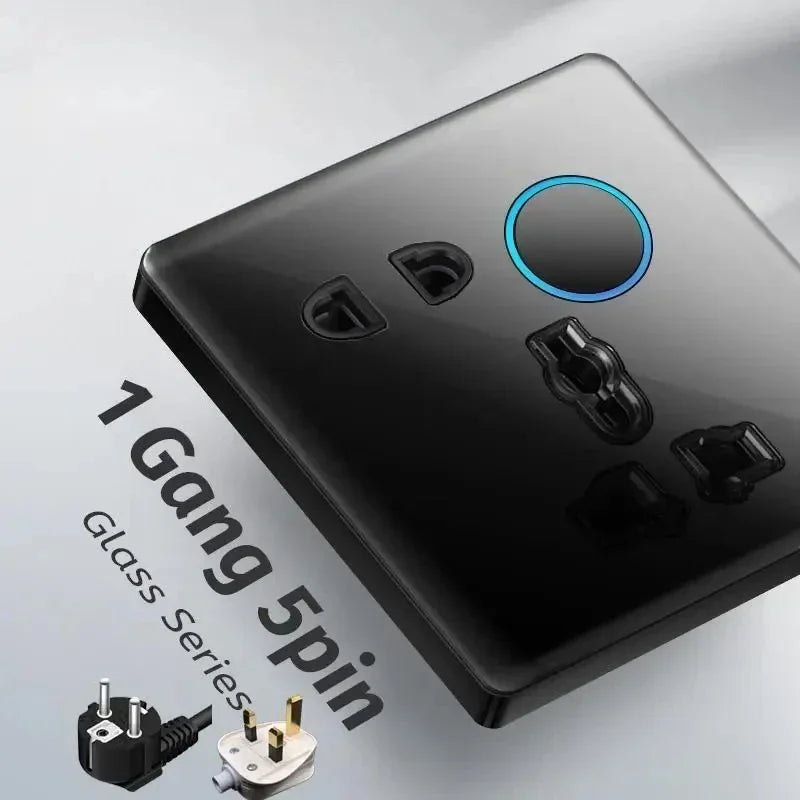 Tempered Glass Panel 1 2 3 4 Gang Wall Button Light Switch 1 2Way International universal LED Indicator reset point Power ON OFF
