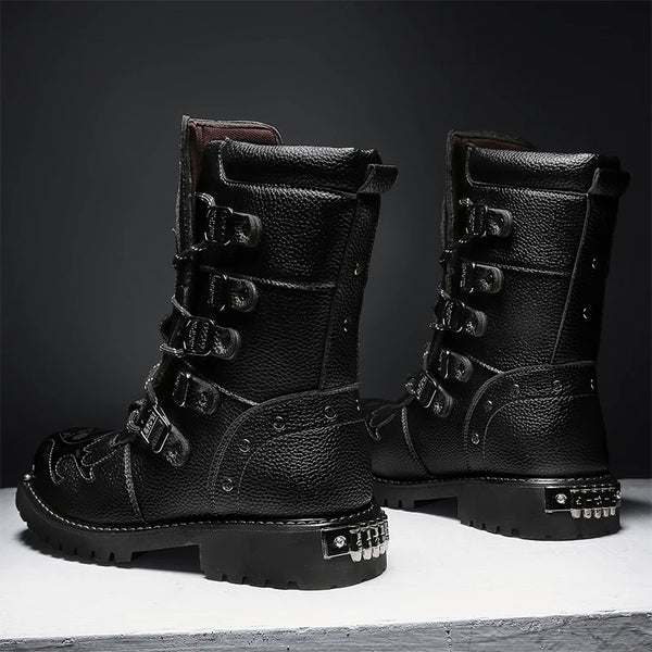 Cycling boots four seasons men's outdoor motorcycle boots plus size high top casual leather boots fashion British Anti slip boot