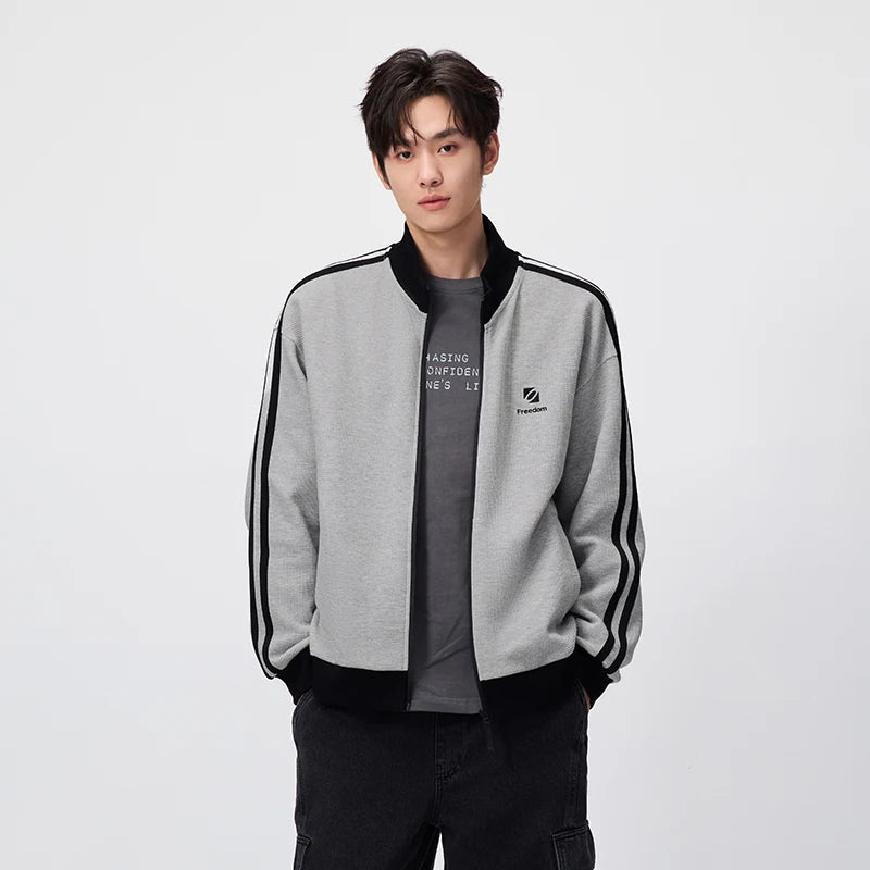 Semir Men Jacket Track Stripe Colorblock Letter Embroidery Loose Stand Collar Casual Autumn Outerwear Daily Wear 2026
