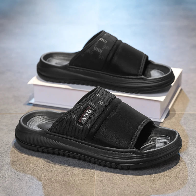 Men's one strap slides slippers summer breathable light anti slip comfort outdoor beach walking soft sole youth casual slippers