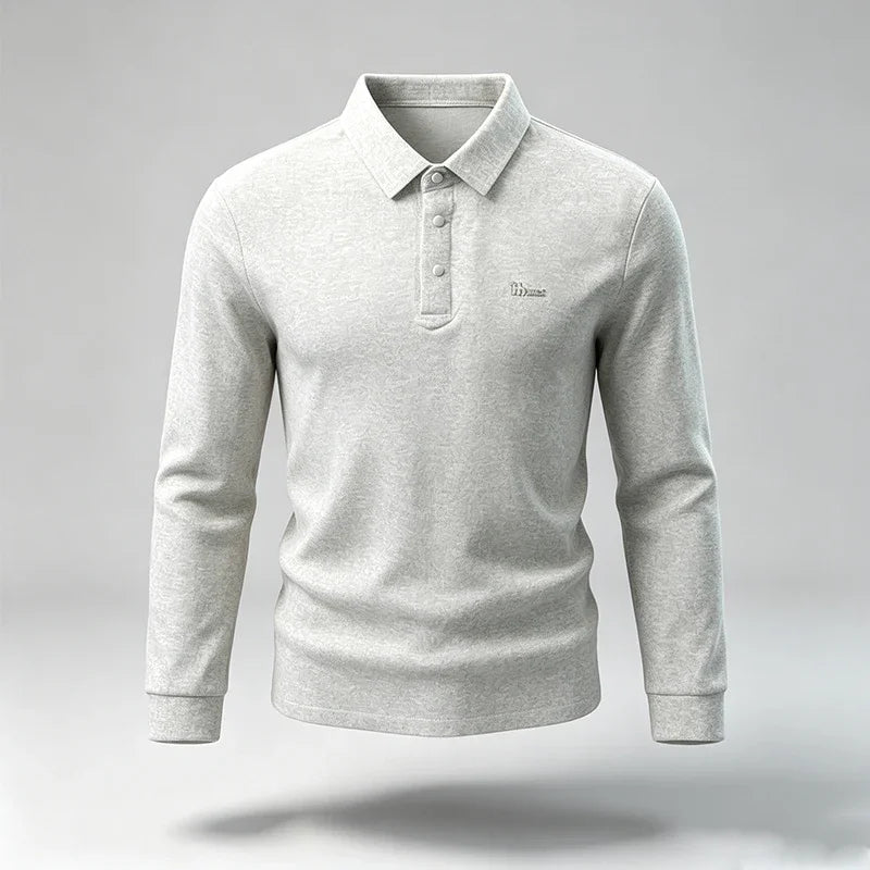 New Mens Lapel Long Sleeve Polo Shirts Anti Wrinkle Soft Touch Fabric Slim Silhouette Office And Daily Wear Tops