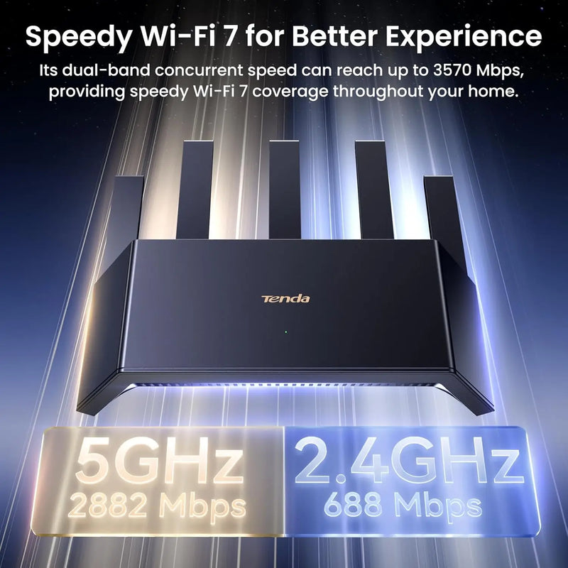 រ៉ោតទ័រ Tenda RE3L Dual Bands BE3600 WiFi7 3570Mbps Mesh Networking Gaming Acceleration 2.4/5GHz 3xPorts Network Repeater VPN NFC