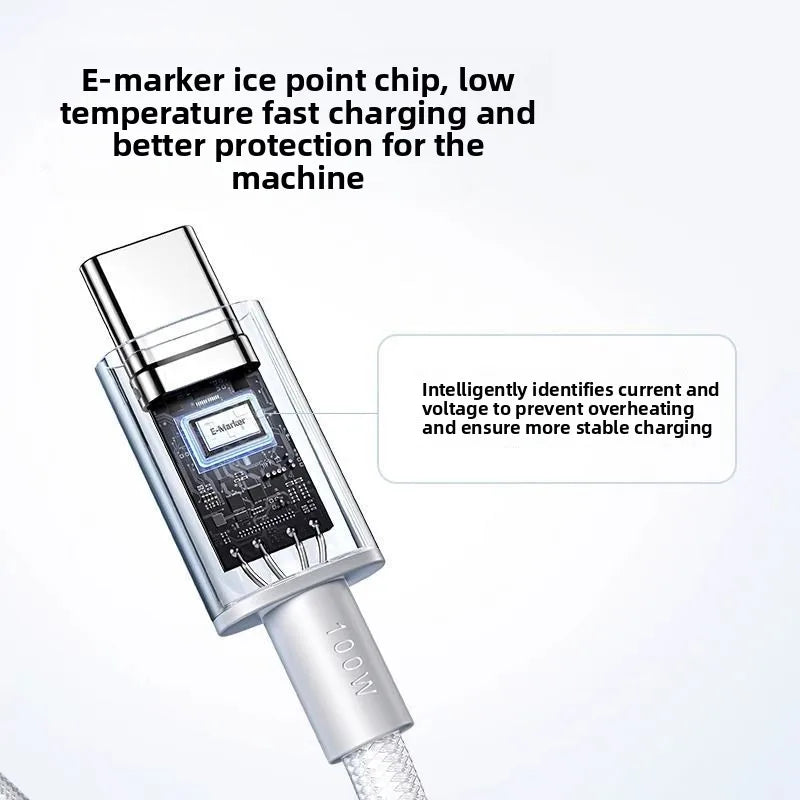 ខ្សែសាក ANKER Ice Point Braided PD100W ក្បាលពីរ Type-C សាកលឿន ស័ក្តិសមសម្រាប់ខ្សែទិន្នន័យ iPhone 17 និង iPhone 16