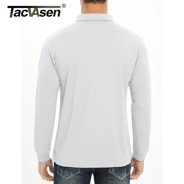 TACVASEN Men Sports Polo Shirts Quick Dry Golf T-shirts Breathable Work Shirts Casual Office Shirts Lightweight Top Long Sleeve