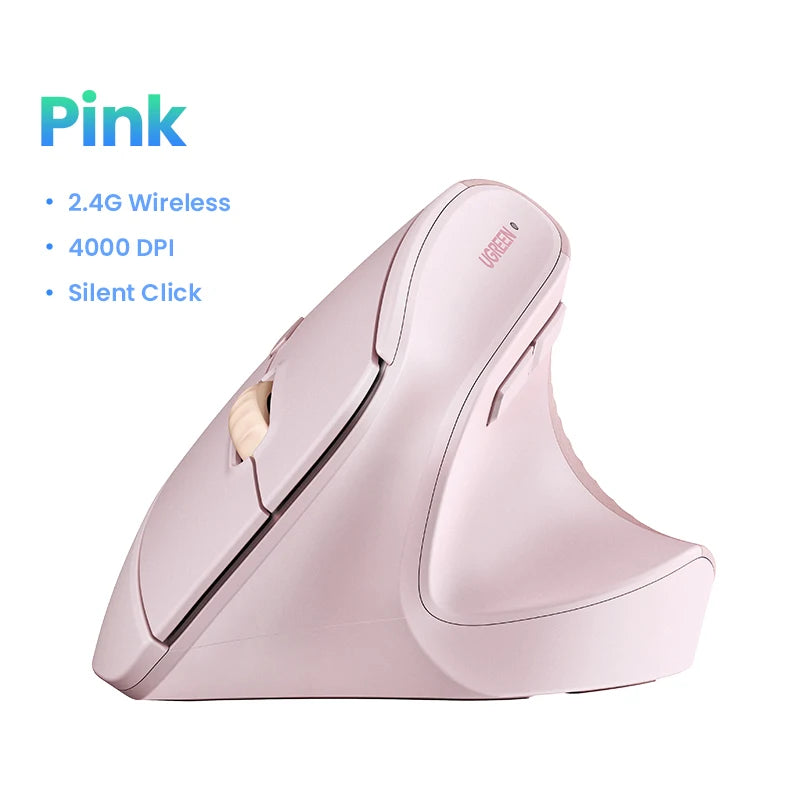 UGREEN Bluetooth 2.4G Vertical Wireless Mouse  Ergonomic 4000DPI 6 Mute Buttons for MacBook Tablet Laptops
