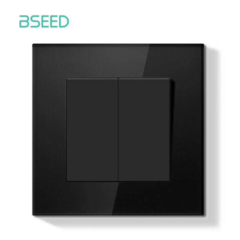 BSEED E Series Mechanical Button Switch 1/2Gang 1Way Double Light Switch Triple Toggle Switch Glass Panel Switch On Off 250V