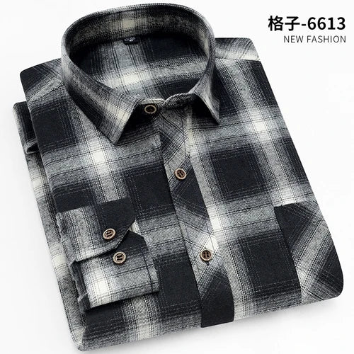 2026 New Men's Long Sleeved Shirts, Autumn Classic Plaid Shirt, with Single Breasted Lapels Camisas 17 Color Grid To Choose From