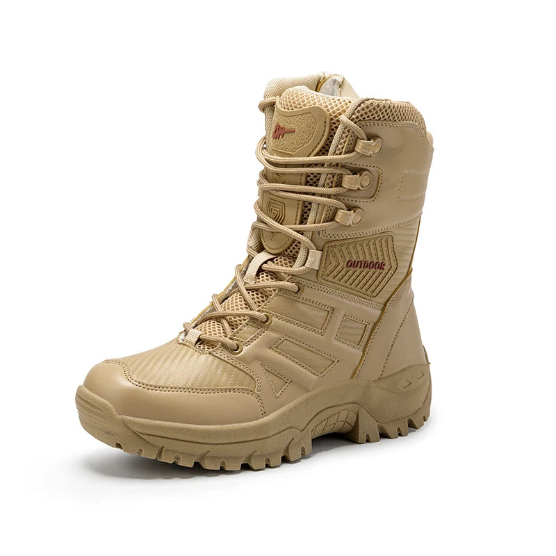 Men's Field Training Boots Four Season New Anti-Slip High Top Breathable lightweight Wear-Resistant Outdoor Hiking Walking Boots