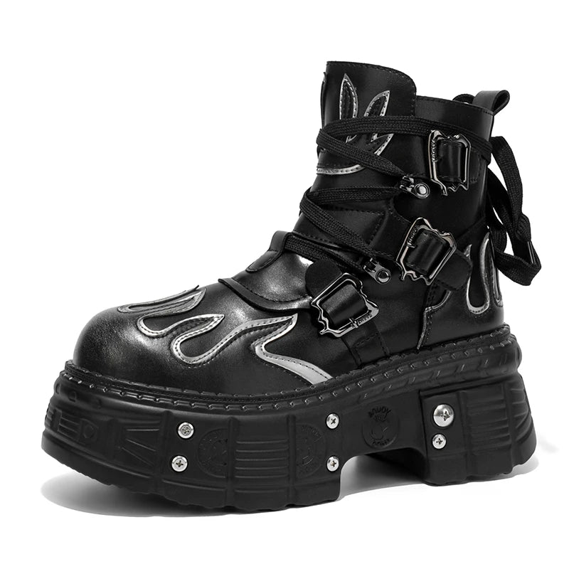 Men's Boots Four Seasons Thick-Soled High-Top Boots Fashion Joker Plus Size Tide Boots Anti-Slip Comfort Youth Casual Work Boots