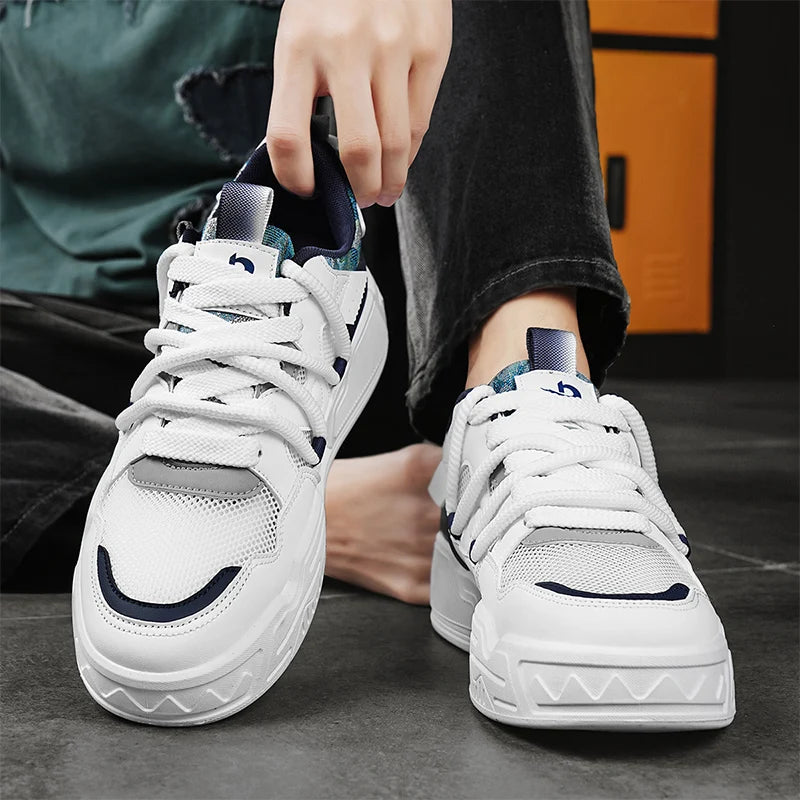 Men's Thick sole casual shoes four seasons new breathable light soft-sole outdoor flat walking shoes fashion sports board shoes