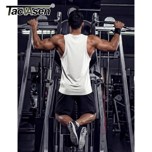 TACVASEN Summer Dry Fit Muscle Tank Tops Mens Workout Sleeveless Cut off Shirts Gym Fitness Bodybuilding Vest Athletic Tank Tops