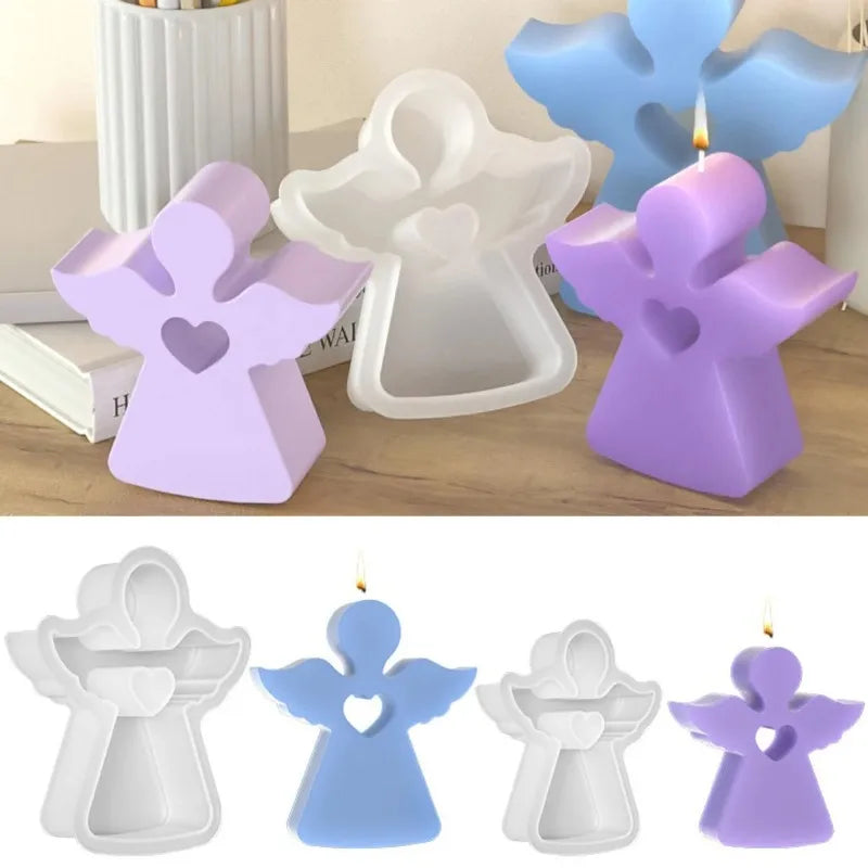 1pc Multi Size Wings Angel Silicone Candle Mould Hollow Out Heart Cherub Soap Crystal Mold Chocolate Making,silicone mold.