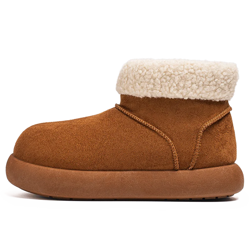 Men women's light warm plush snow boots winter soft-sole anti-slip comfortable casual shoes couples walking outdoor cotton shoes