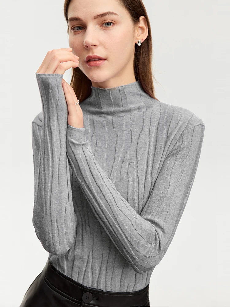 អាវយឺត Amii Minimalist Wool សម្រាប់នារីឆ្នាំ ២០២៥ រដូវរងាថ្មី ស្លីម ក្តៅ ប៉ាក់ អាវខាងក្រោម អាវយឺតយឺតខ្ពស់ 12324064